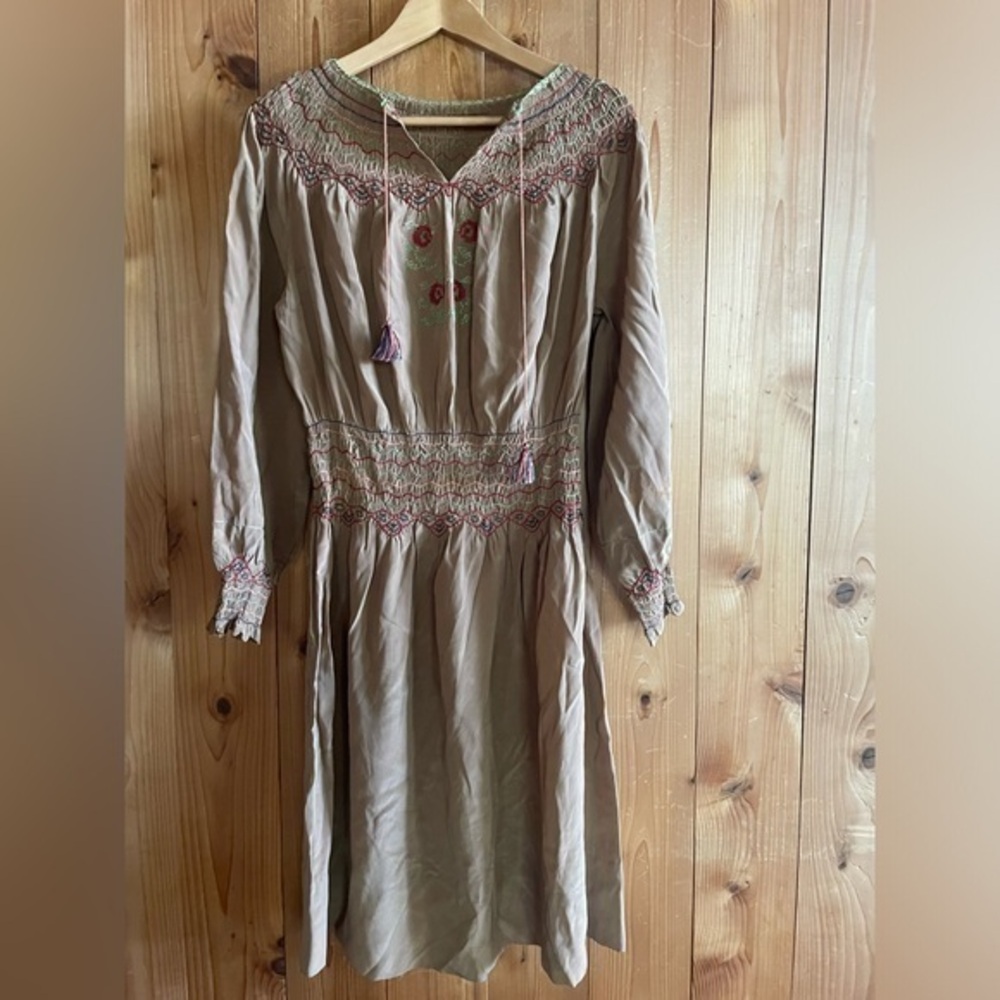 vintage handmade silk embroidered Hungarian peasant dress